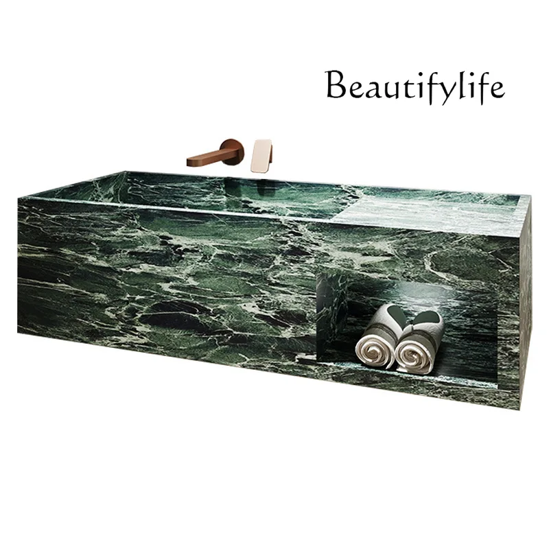 

X Emerald Marble Wall-Mounted Sink Thin Edge Bathroom Basin Heat-Resistant Luxury Vanity Custom One-Piece Design Unique Vein
