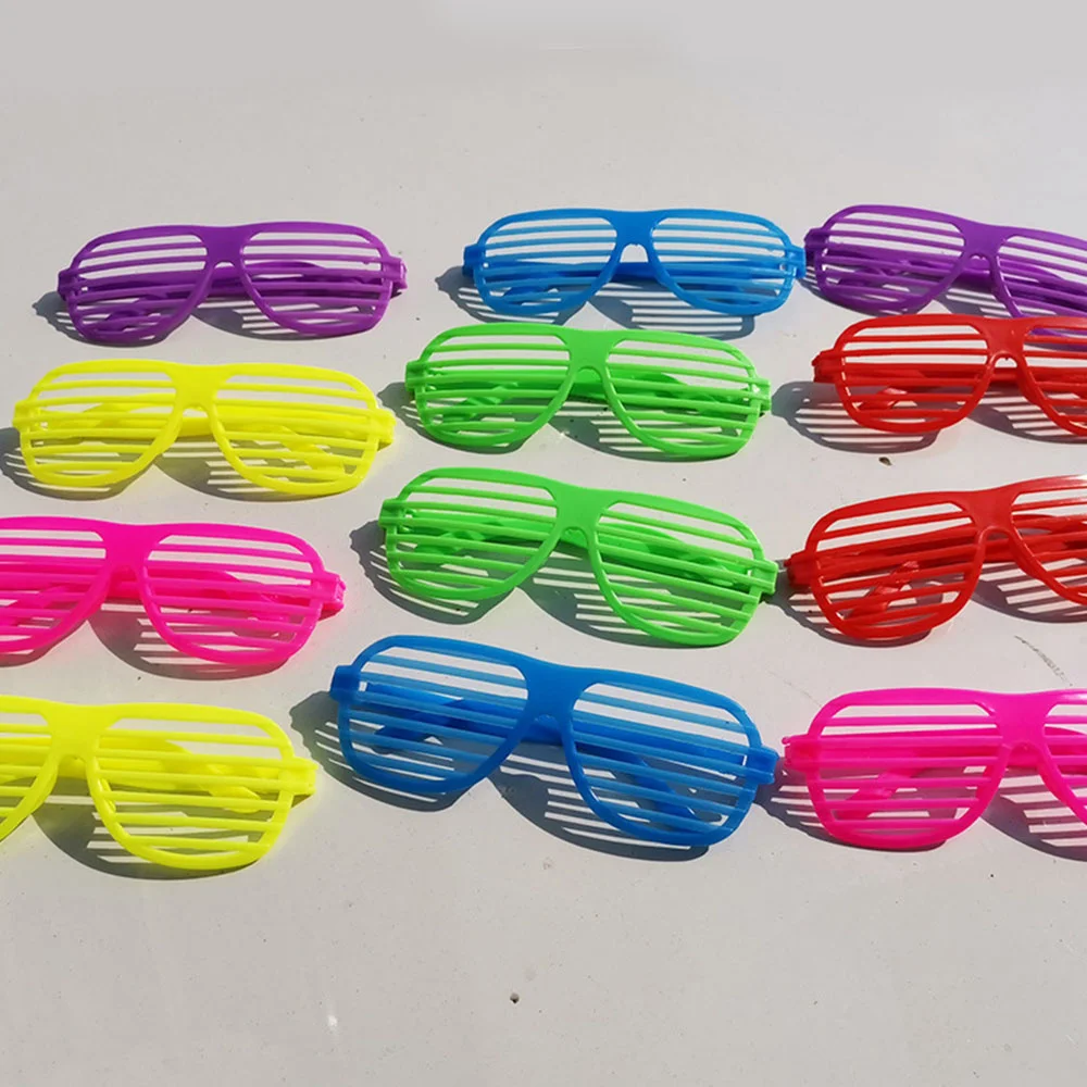 6/12pcs Neon Color Shutter Eyewears Shutter Shades Glasses Disco Birthday Decor 80s 90s Retro Party Favors Shutter Sunglasses