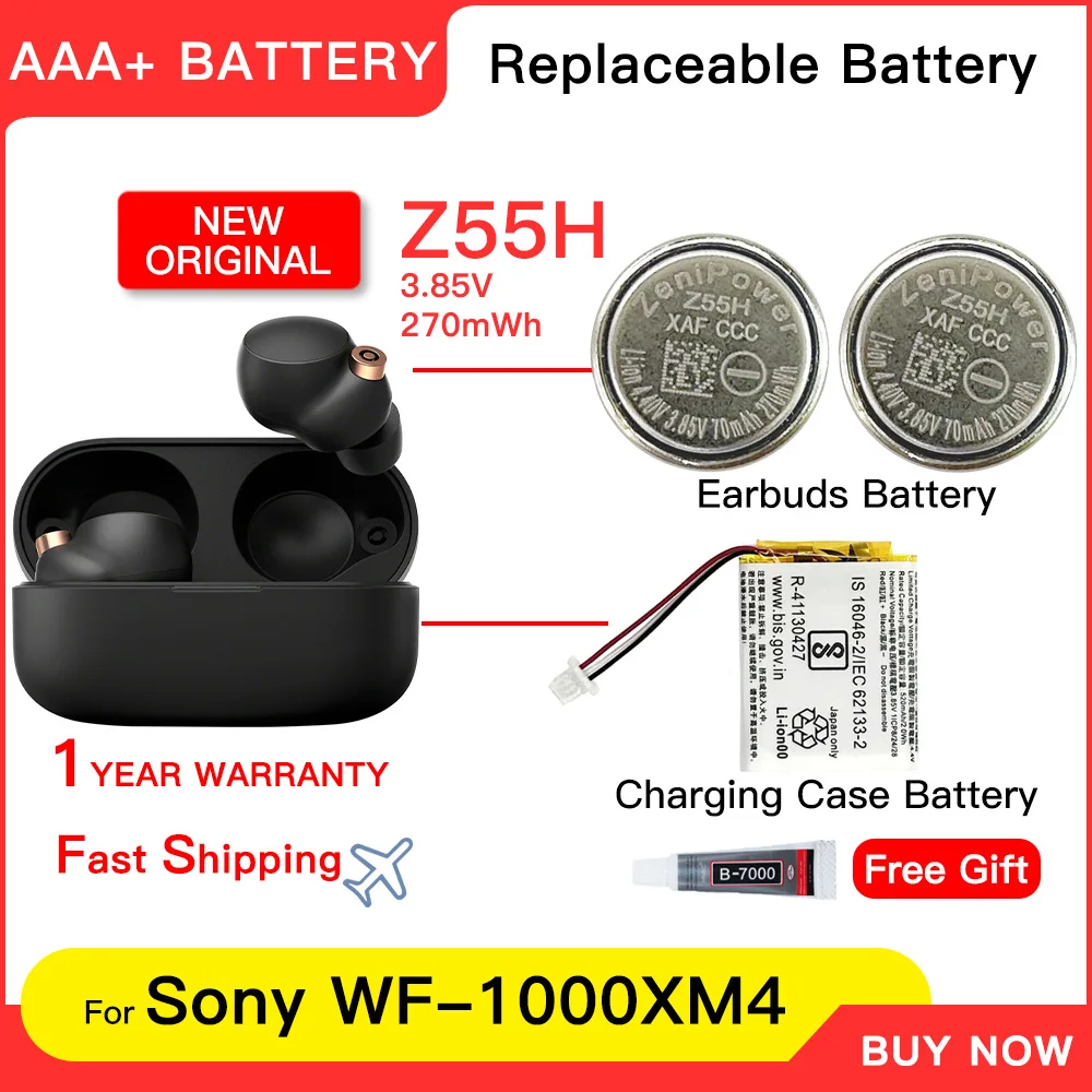 

Genuine 702428 For ZeniPower Z55H 3.85V 75mAh Battery For SONY WF-1000XM4 1000XM4 XM4 Bluetooth Earbuds Headset Batteria+Tools