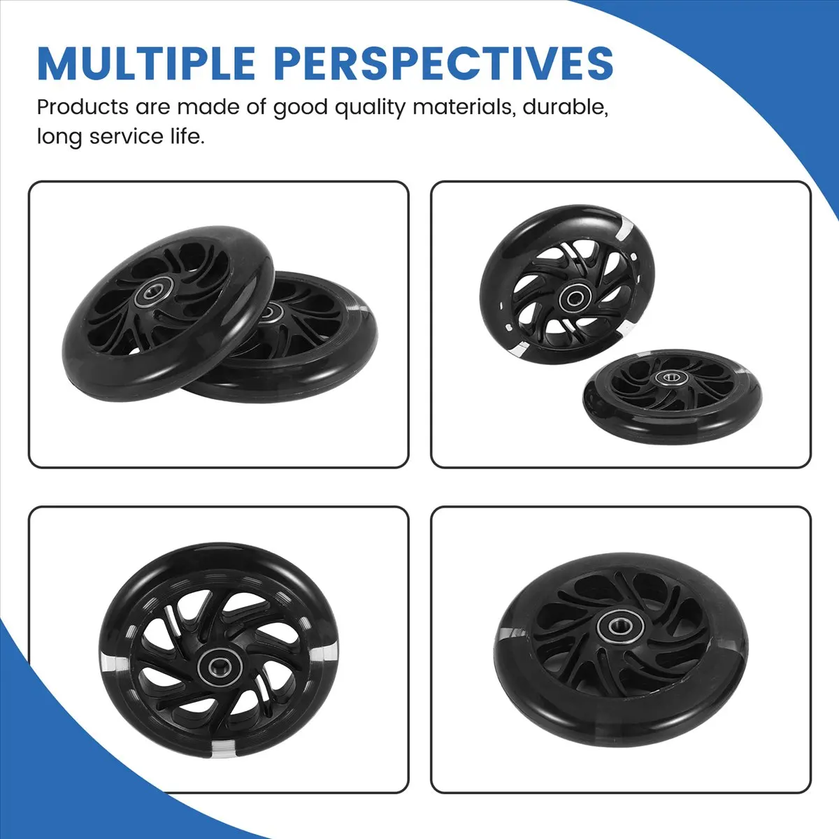 

Attractive- 1Pair 120mm Children Scooter LED Lights Flashing Wheels with Bearings Front/Rear LED Flashing Scooter Wheels,Black