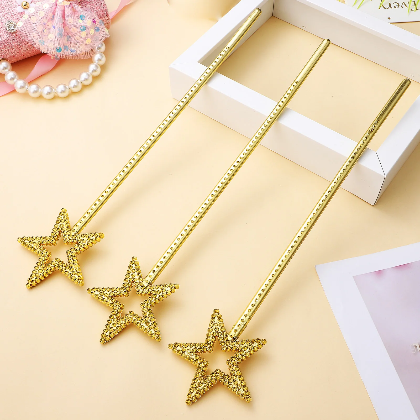 

10Pcs Fairy Wands Pentagram Style Glitter Fairy Stick Props for Birthday Party Cosplay Dress-Up