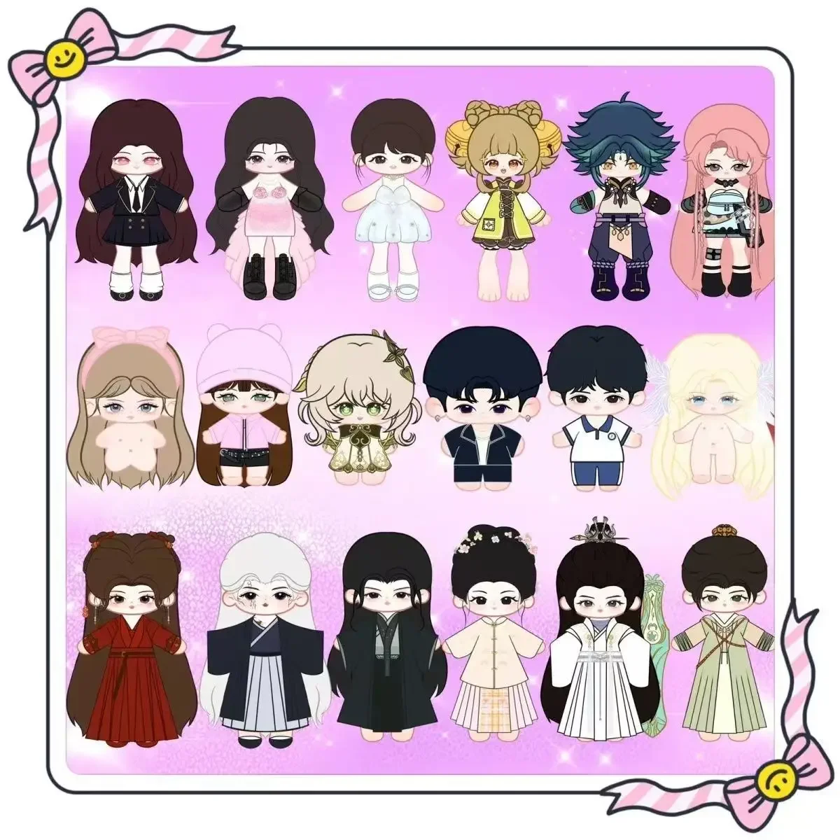 Custom-made cotton-stuffed doll clothing Bespoke cotton dolls in splendid attire
