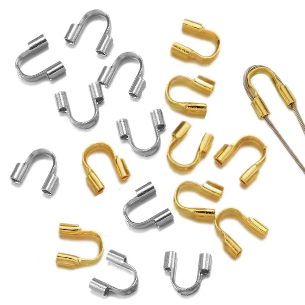 50pcs U Shape Wire Protectors Stainless Steel Wire Guard Guardian Protectors Loops Clasps Connector For Jewelry Making Supplies