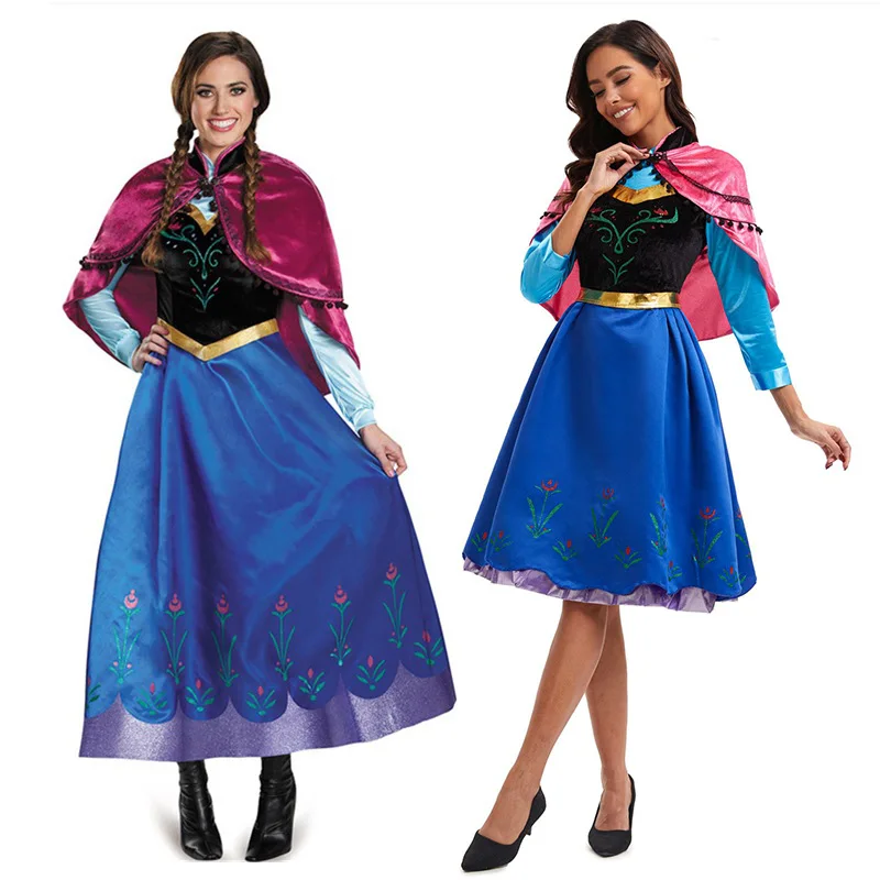 

Anime Anna Princess Cosplay Costume Adults Snow Grow Elsa Clothing Fairy Tale Party Dresses for Women Halloween Costumes