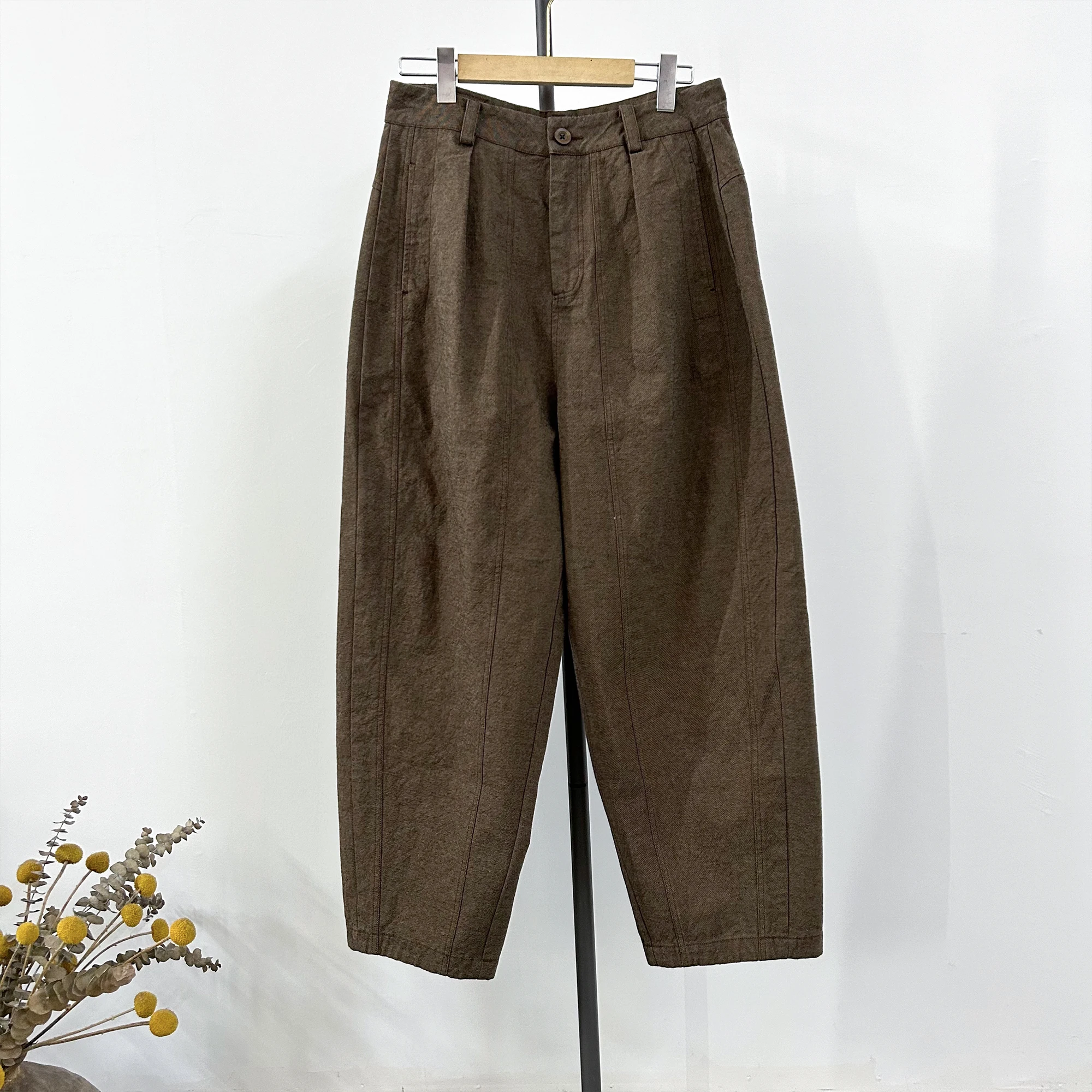 

Брюки из чистого хлопка прямого кроя, повседневные, комфортные, свободные, длинные, в стиле «гарлен», на молнии, с завышенной талией, весна 2025