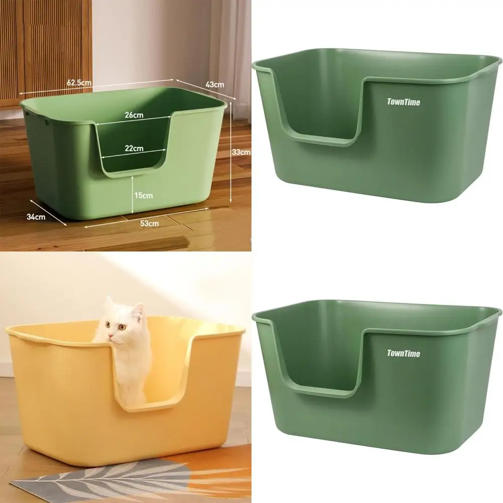 

Jumbo Size Litter Box with High Walls, 24.6 x 16.9 x 12.99, Anti-Splash Design, Easy Assembly, Suitable for Multiple Cats (Green