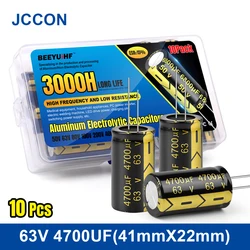 10Pcs JCCON 4700uF 63V Aluminum Electrolytic Capacitor Kit 63V4700UF 22x40 High Frequency Low ESR Capacitors Assortment Box Kits
