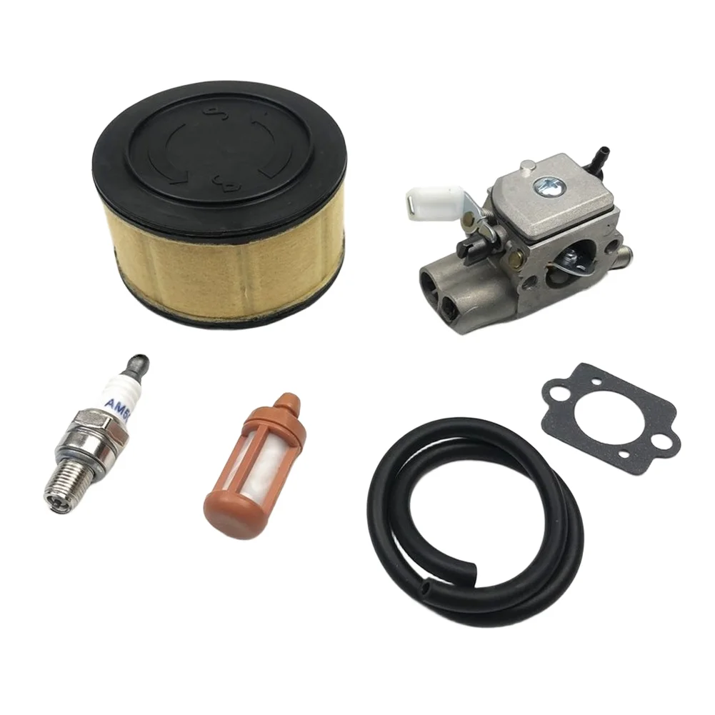 For Chainsaw Carburetor Repair Kit Including Air Filter Oil Filter Fuel Line Spark Stopper and Mounting Gasket
