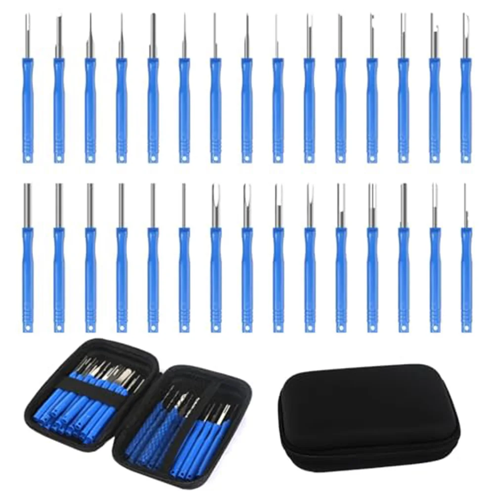 

DIY Projects BLUE Terminal Removal Tool Comprehensive Terminal Removal Kit 30 Piece Tool Set Portable Storage Box