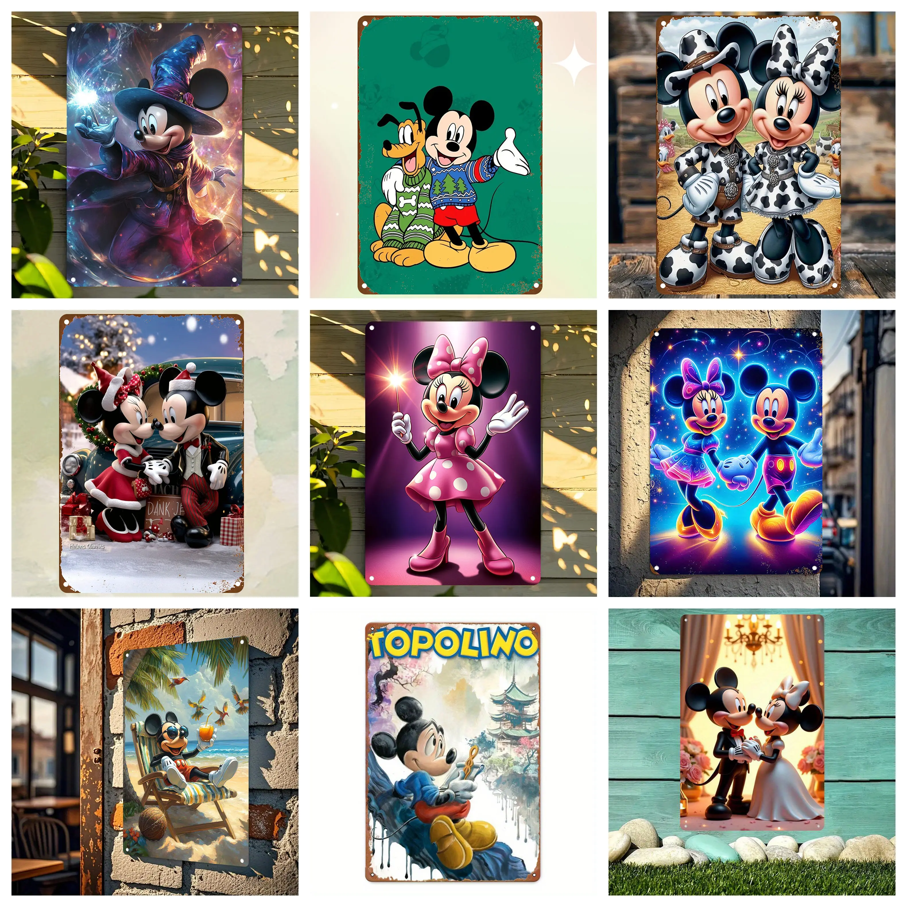 

Miniso Mickey Fantasy Tin Sign Home Decor Wall Decor Art Wall Mural Room Decoration Decor Retro Metal Sign Plate Bar Posters