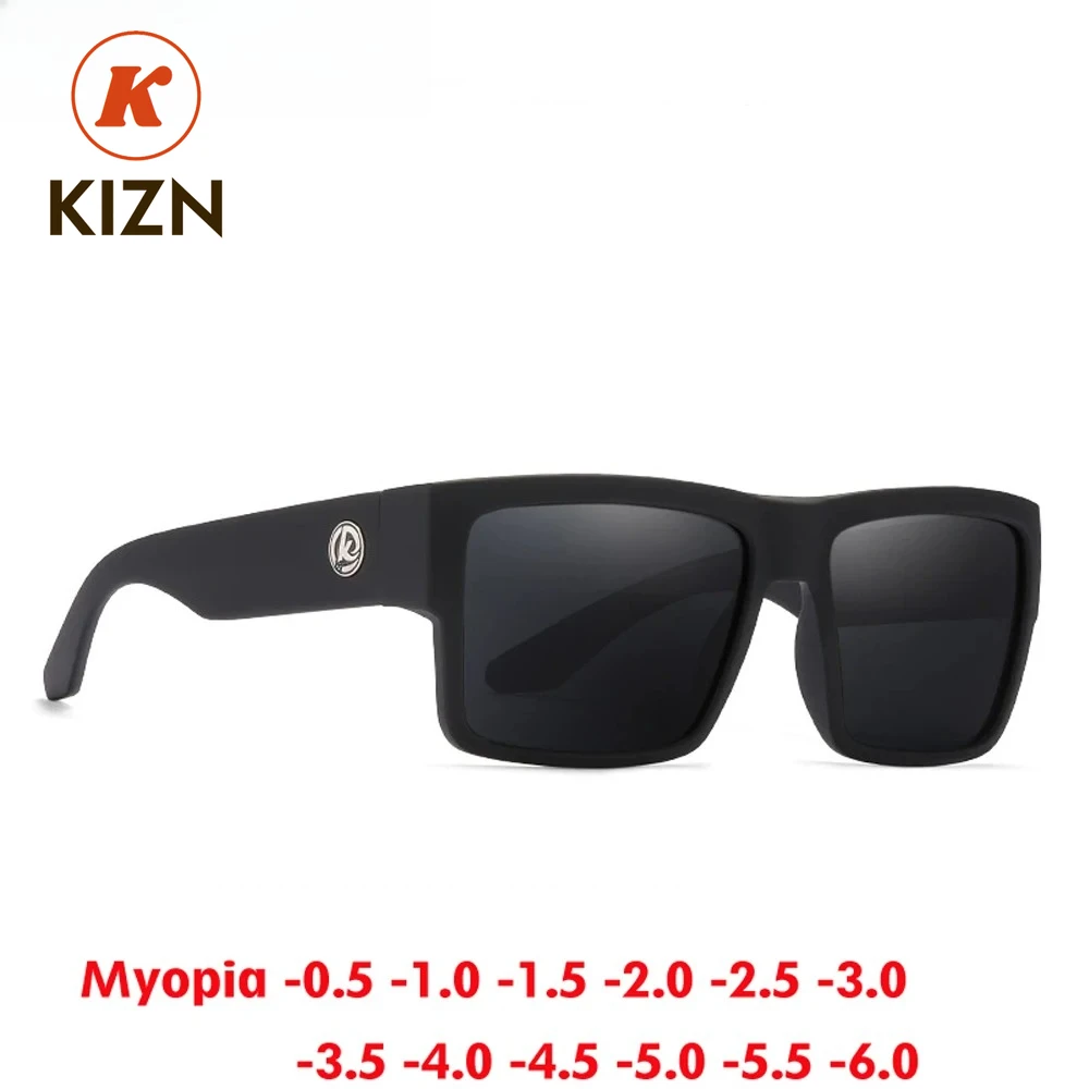 

KIZN спортивные поляризационные солнцезащитные очки для близорукости, большие солнцезащитные очки для мужчин и женщин, модные TR90, уличная оптика по рецепту, UV400, очки от -0,50 до -6,0