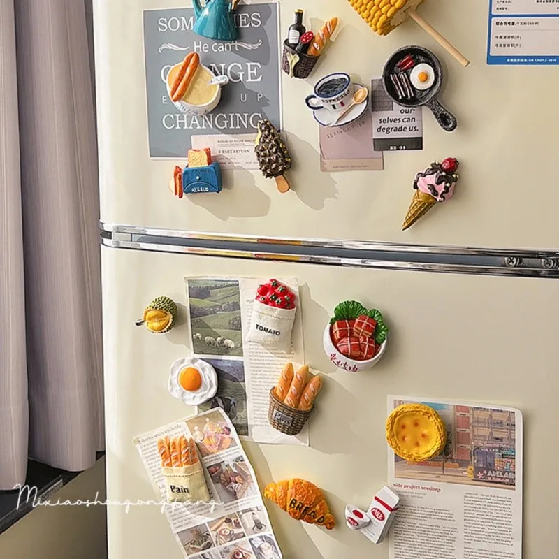 12Pcs Realistic Bread Fridge Magnets, for Fridge Decor & Note Holder, Birthday Party Favor & Summer Holiday Gift Supply