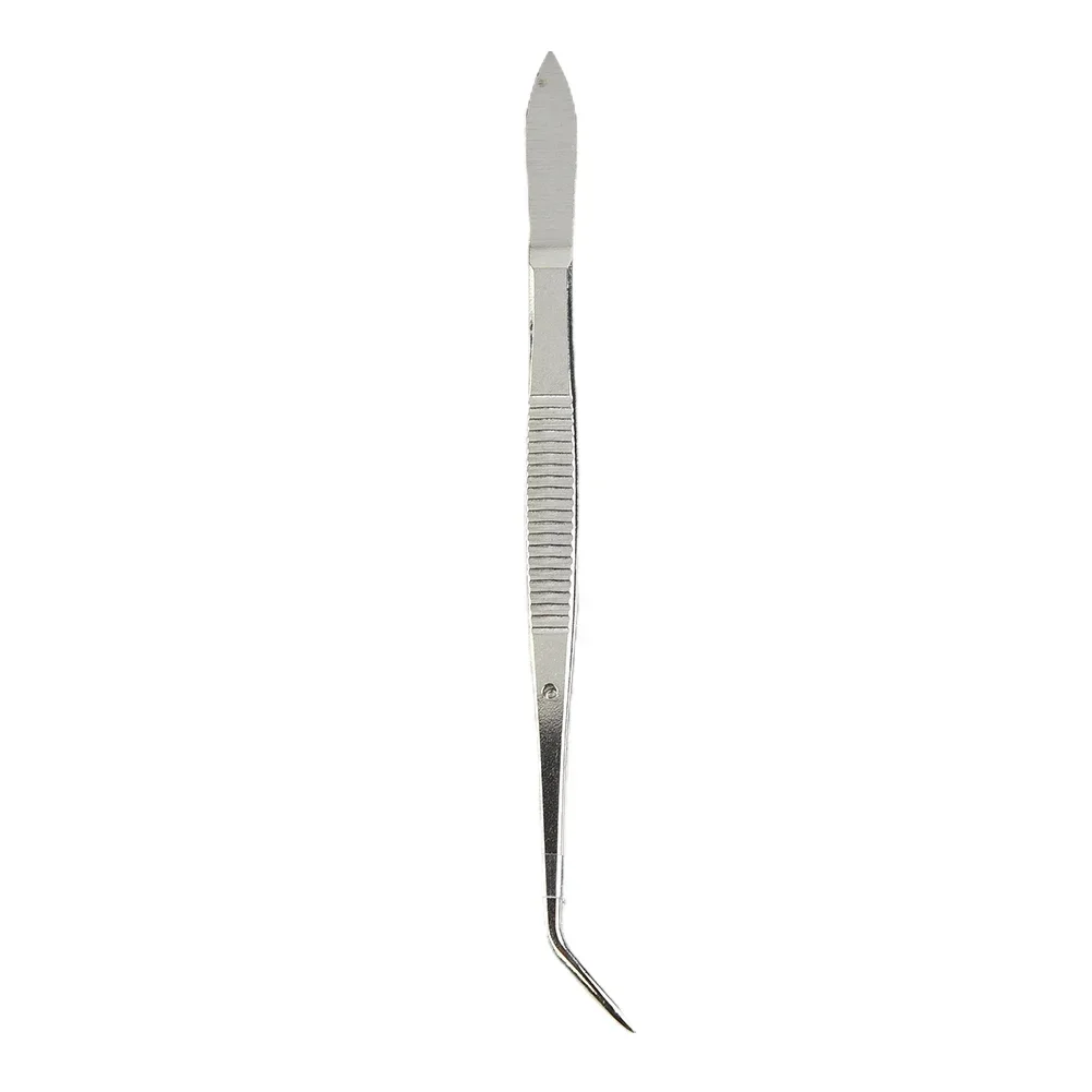 1pc Stainless Steel Tweezers Bend Chuck With Positioning Straight Curved Tweezer For Dentistry Restoration Tea Set Planting