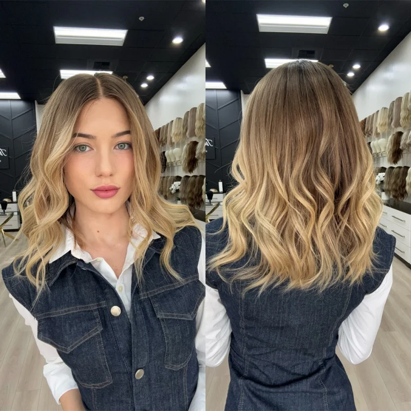 14-inch-short-wave-bob-ombre-caramel-blonde-synthetic-hd-transparent-lace-front-wig-high-density-wig-natural-preplucked-hairline