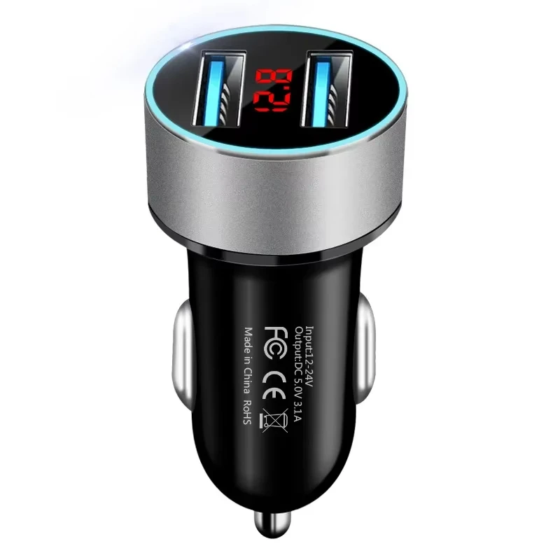 Car 3A 15W Dual USB Car Charger Adapter Car Cigarette Lighter LED Voltmeter For All Type Mobile Phone Charger Smart Dual USB