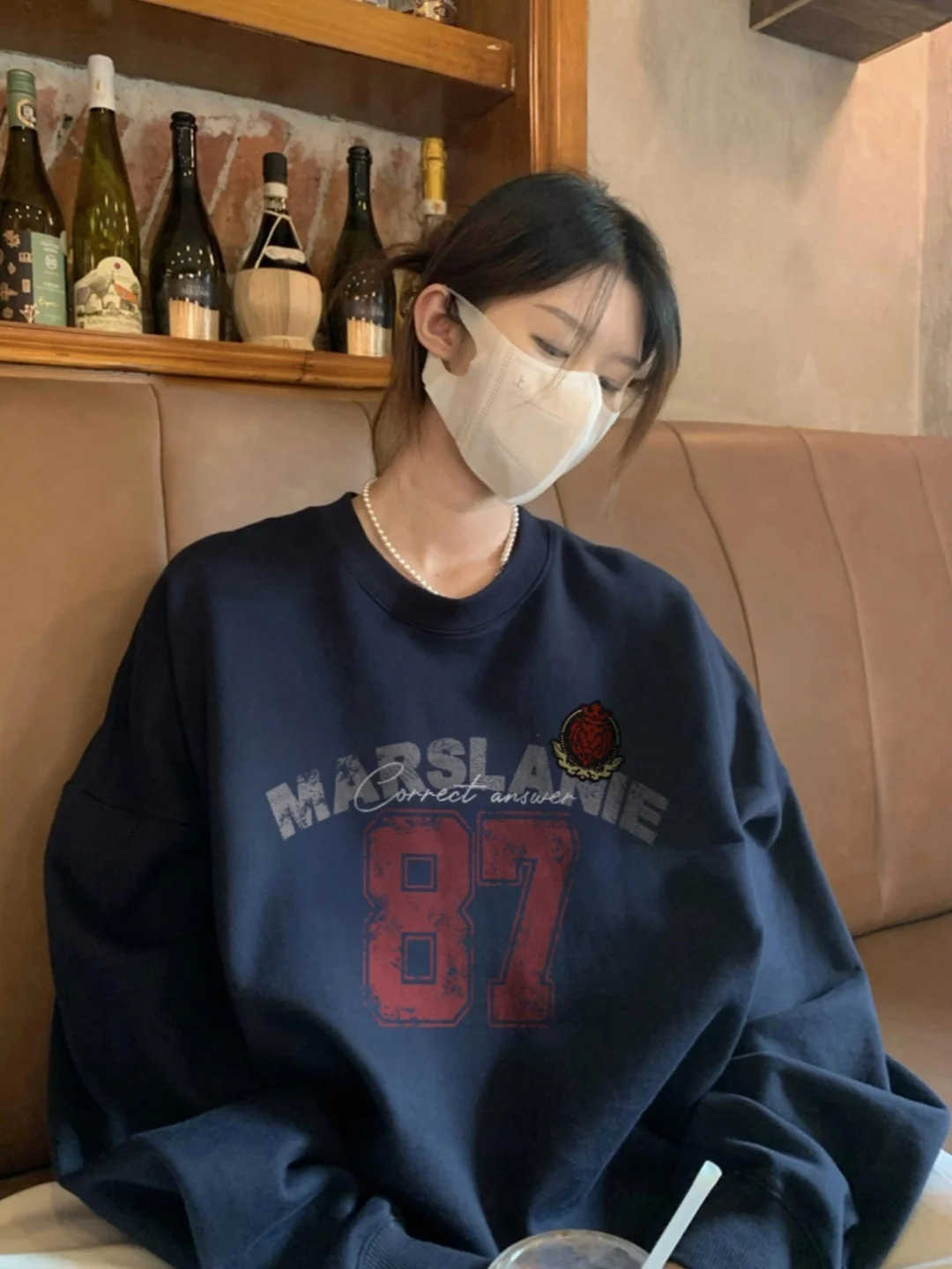 

Свободный свитшот с круглым вырезом для женщин, повседневный, удобный, универсальный, плотный, американский модный бренд, новинка 2025 года, осень-зима