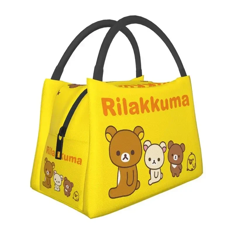 Kawaii Cartoon Rilakkuma Bear Insulated Lunch Bags for Work Office Portable Cooler Thermal Lunch Box Women