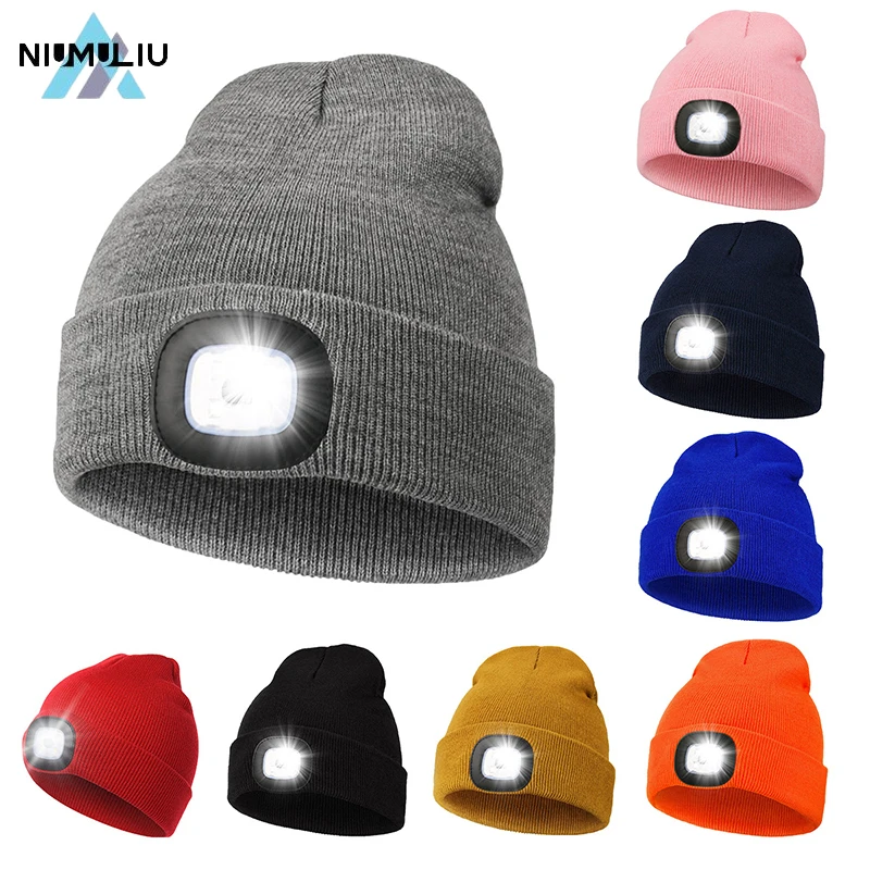 

F3 Upgraded Hand-Free Headlamp Cap Hat With Led Light Rechargeable Autumn And Winter Cap Removable And Washable Knitted Hat