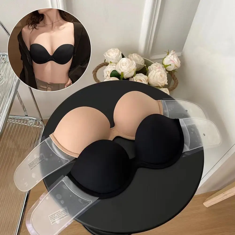 

A-D Women's Gathered Bra Beautiful Back And Exposed Back Comfortable Strapless Single Piece Anti Slip Invisible Women Underwear