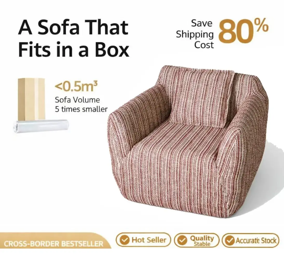 #Modern Striped Fabric Single Seater Lazy Sofa Comfortable Armchair For Living Room Bedroom Home Relaxation Use