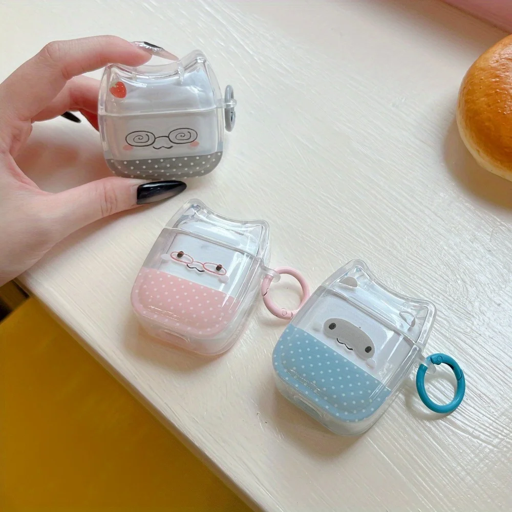 

[4b41] Cat ear contrasting color polka dot eye cat AirPods pro2 protective case airpods4 protective case active noise reduction
