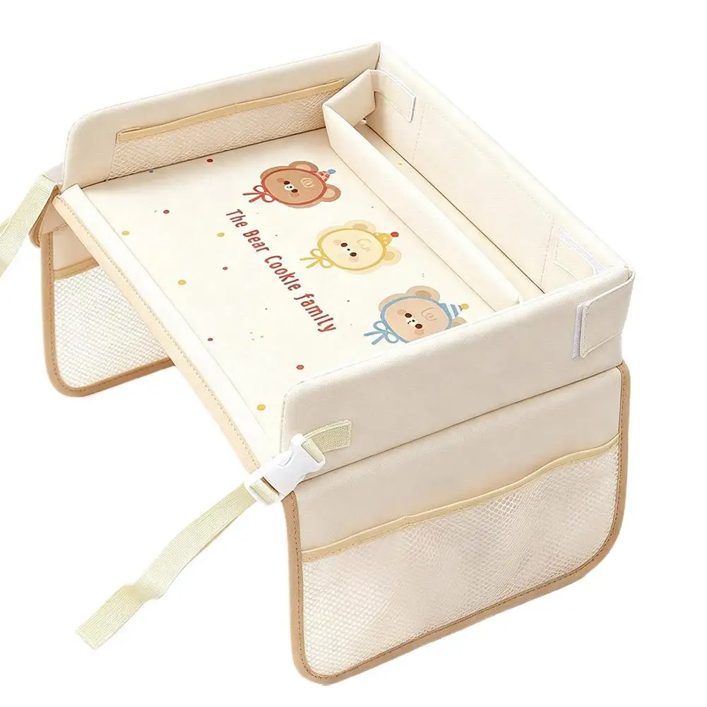 Kindersitz-Ablage Wasserdichter Reise-Spieltisch für Kindersicherheitssitz mit Cartoon-Motiven und mehreren Taschen für die Rücksitzaktivitäten – Detail 31