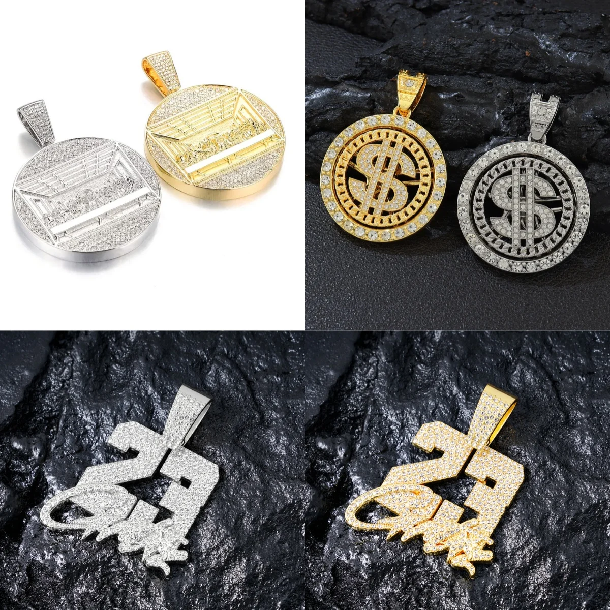 Hiphop Last Supper Dollar Pendant Accessories With Cuban Chain Necklace Iced Out Chain Fashion Pendant Tennis Necklaces Jewelry