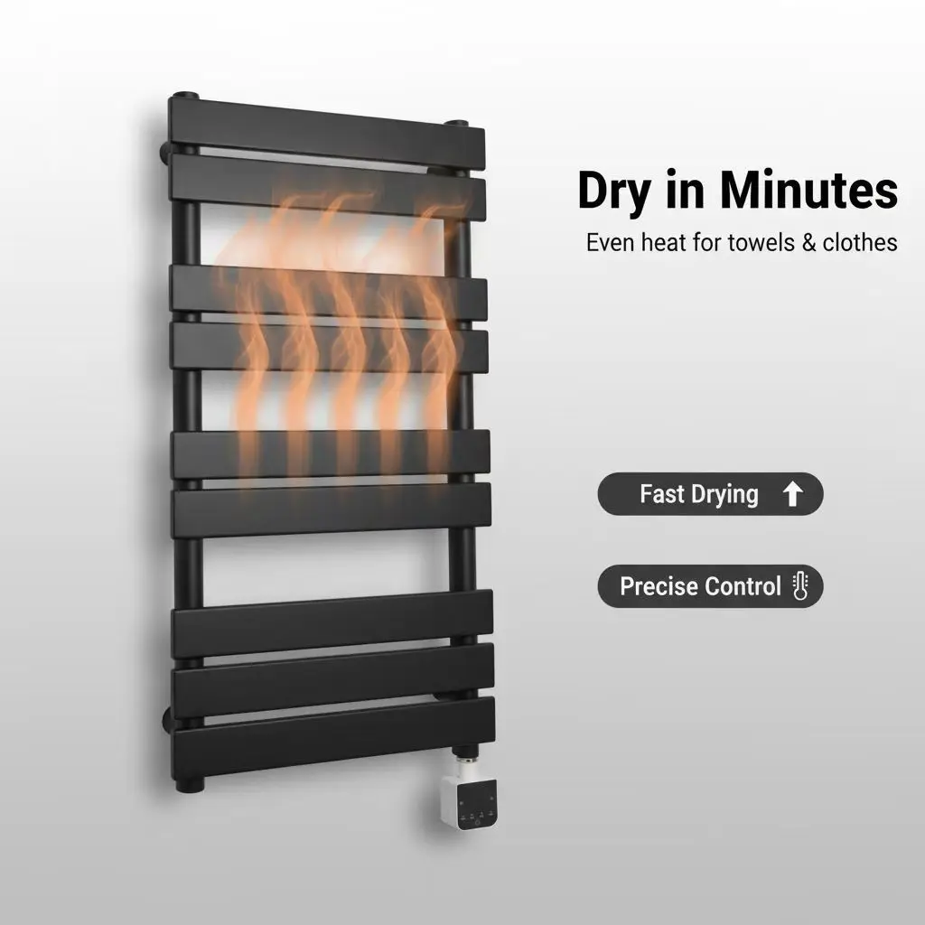 Electric Towel Rack, Bathroom Heater Drying Rack, Smart Towel Holder for Home, 2 in 1 Towel Warmer and Storage Shelf