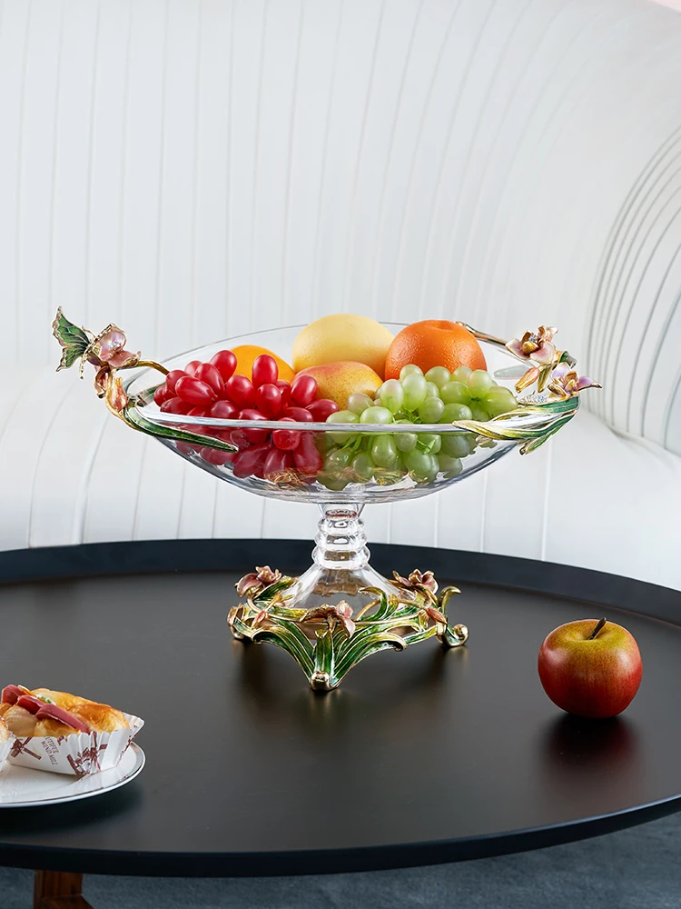 Saint Langlen Chanson fruit plate enamel craft glass large fruit plate creative mansion coffee table fruit plate gift