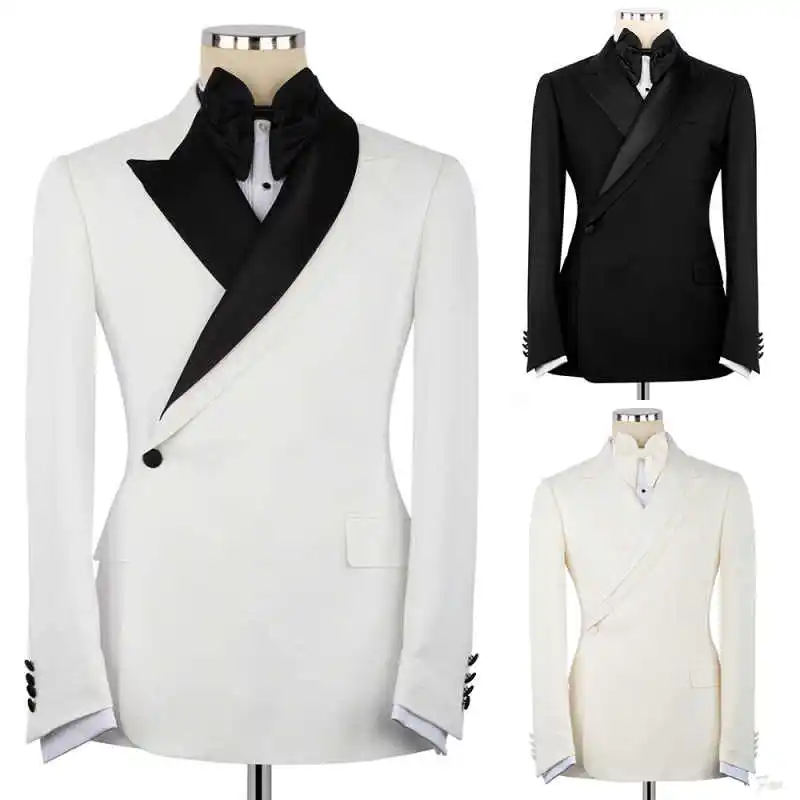 Stylish 2-Piece Men's Formal Blazer Set Tuxedo with Asymmetric Lapel for Gala & Wedding Ceremonies Chaqueta Hombre Customized