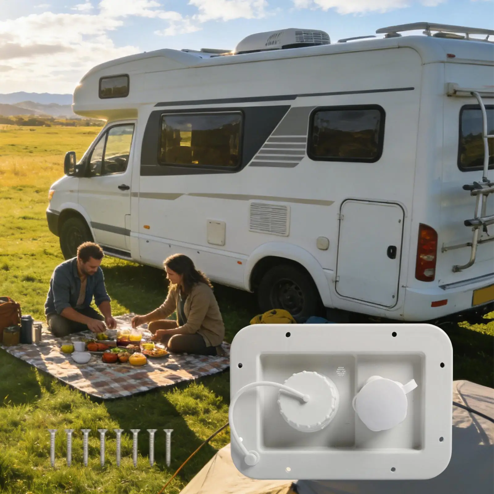 RV Water Fill Inlet 2-Port Leakproof Quick Connect Leakproof RV City Water Connection For Road Trip Travel Camping Home Garage