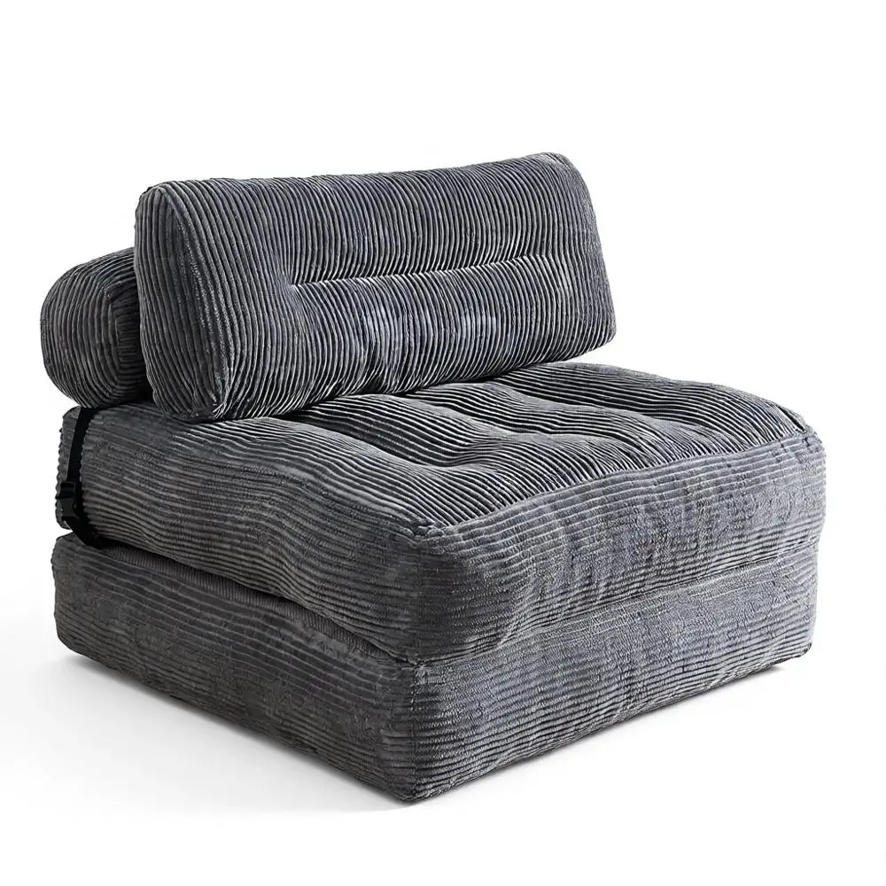 

Convertible Sleeper Chair Couch Bed for Adults with Back Support, Grey, Single