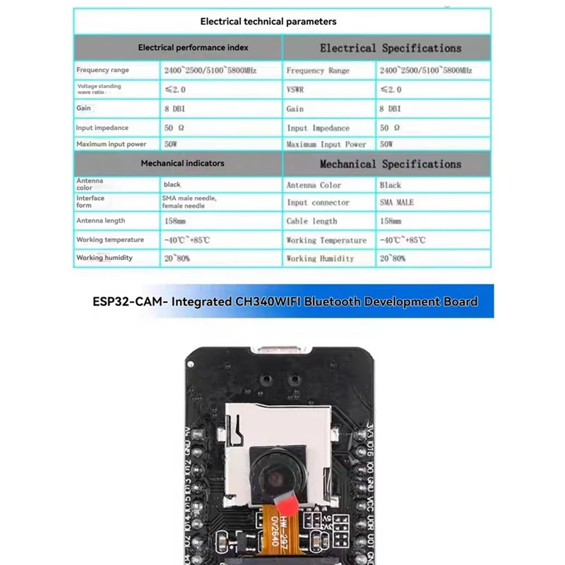 B63B-CH340 Seriële Poort ESP32-CAM Development Board Draadloze Wifi + Bluetooth Module DC 5V 4MB PSRAM Voor IOT