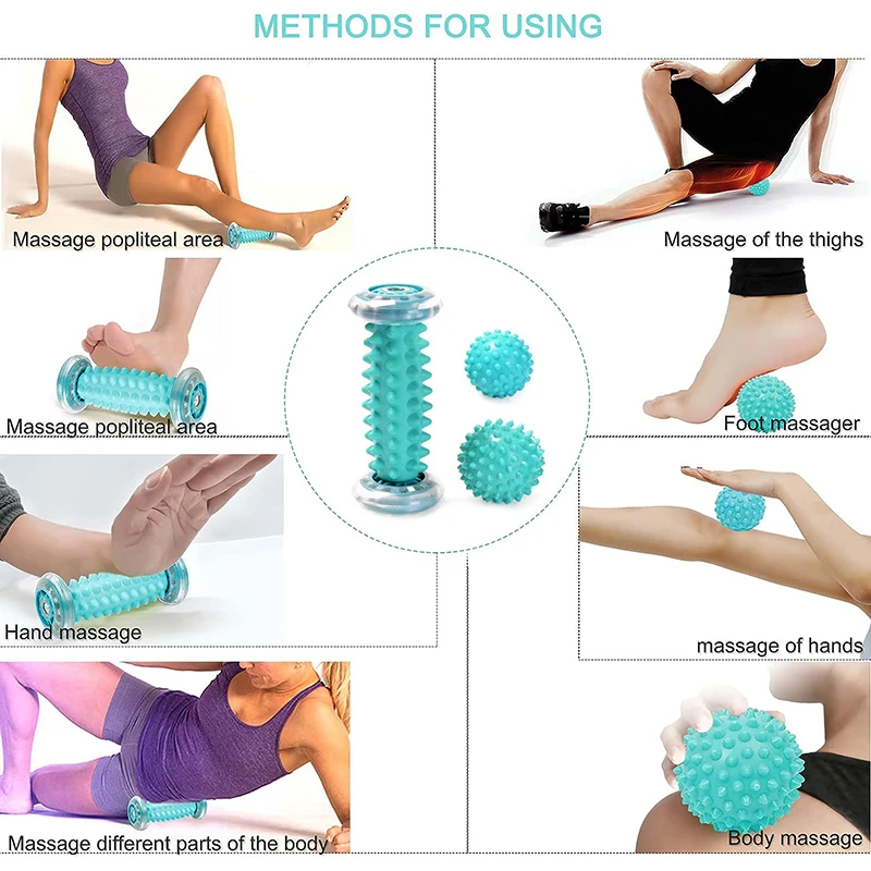 Foot Massager Massage Roller Yoga Massage Ball Plantar Fascia Roller Muscle Relaxation Sports Fitness Balls Body Exercise Set