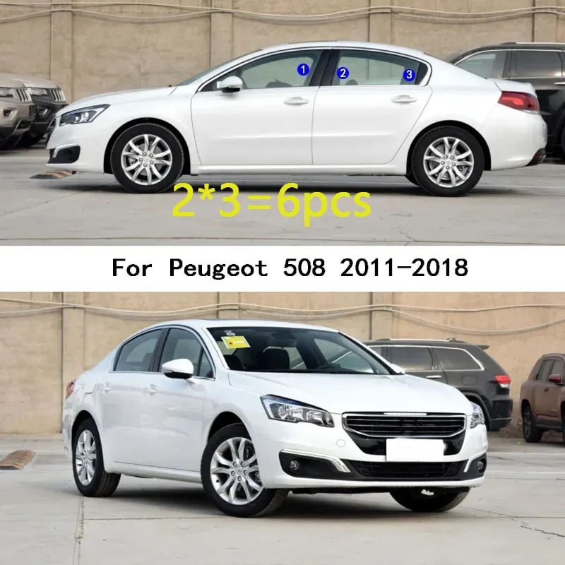 Car Center PC Material Pillar Post Cover For Peugeot 508 2011 2012 2013 2014 2015 2016 2017 2018 Stickers Accessories 6pcs