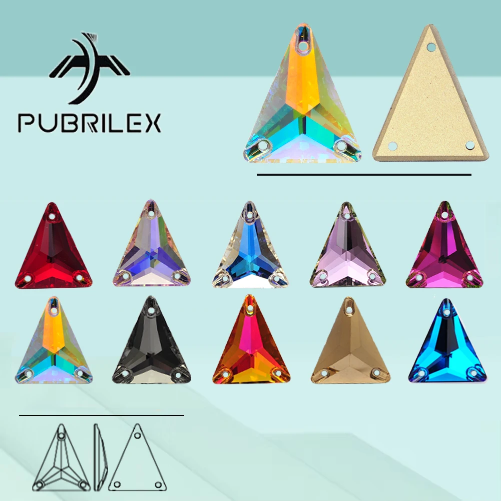 Pubrilex Slim Triangle Shape Sew On Rhinestones Glass Flat Back Sewing Stass For Figure Skating Gym Suit Garment Decoration