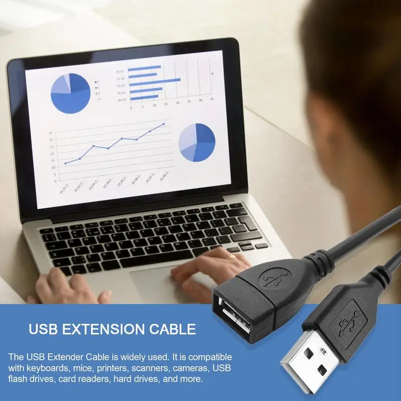 Extensión de cable USB Cable de extensión USB 2.0 macho a hembra Transferencia de datos rápida y duradera Compatible con teclado