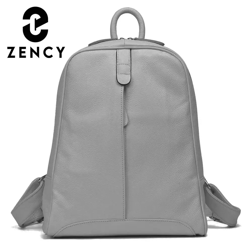 Zency 100% Soft Genuine Leather Fashion Women Backpack Casual Travel Back Pack Bag Retro Bronze Satchel Laptop Knapsack Shoulder