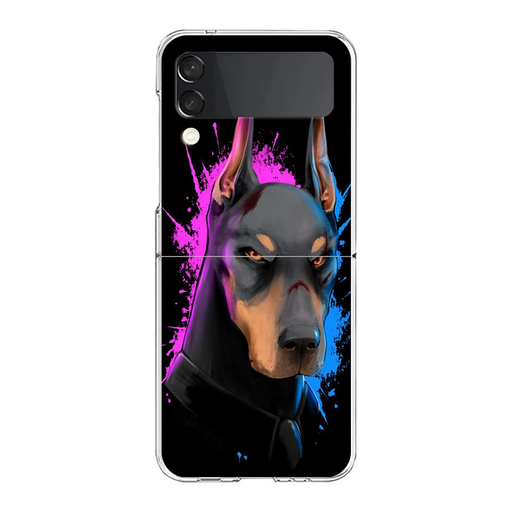 Doberman Dog Hard PC Phone Case For Samsung Galaxy Z Flip 4 5 6 Black Cover For Galaxy Z Flip 3 Foldable Shockproof Cases Capas