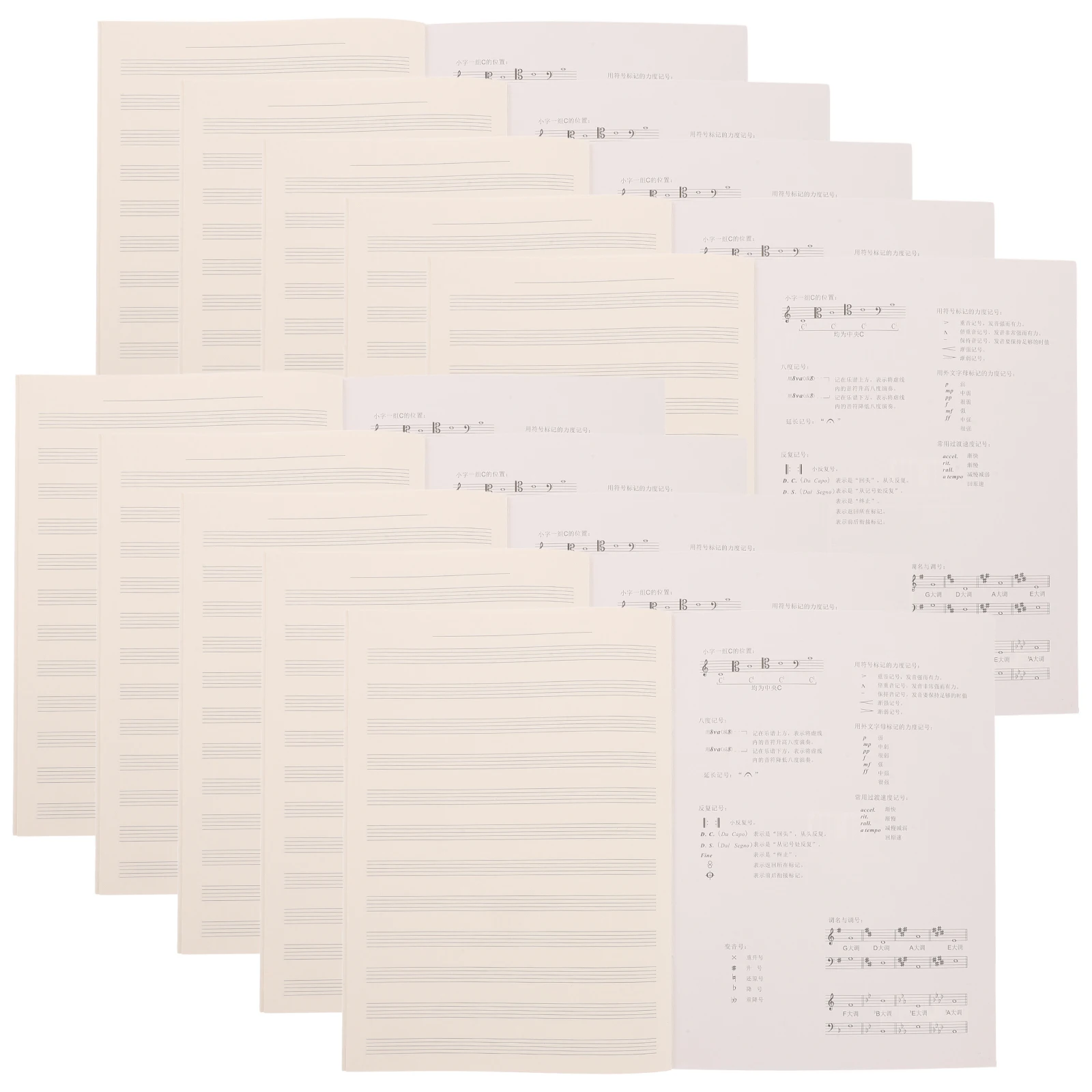

10 pcs Stave Book Creative Music Notebook Eyefriendly Paper Portable Manuscript Staff Booklet for Piano Guitar Chord Composition