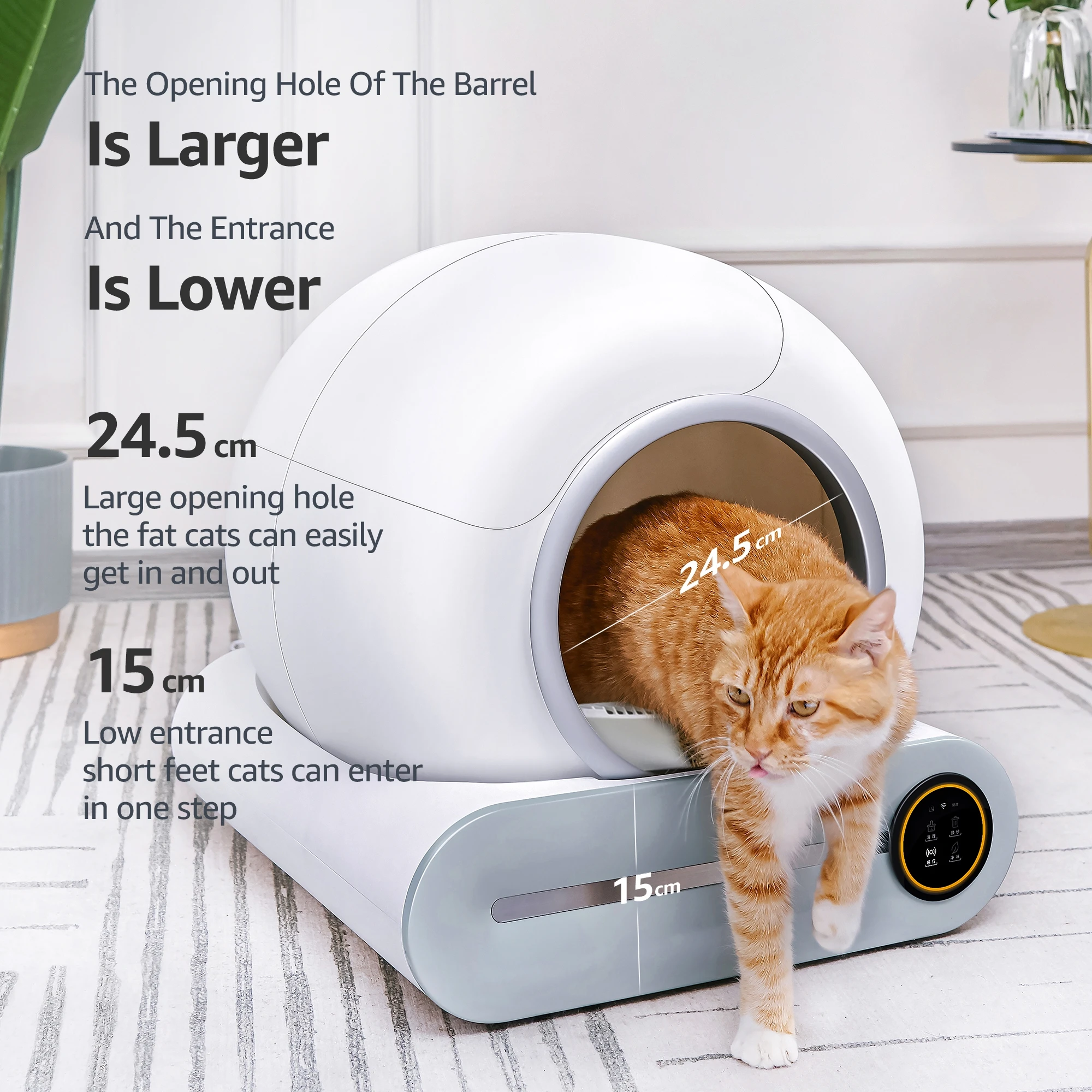 iPetDog Smart   Cat Box Automatic Cat Cleaning Robot with 9L Large Capacity APP Control for Multiple Cat