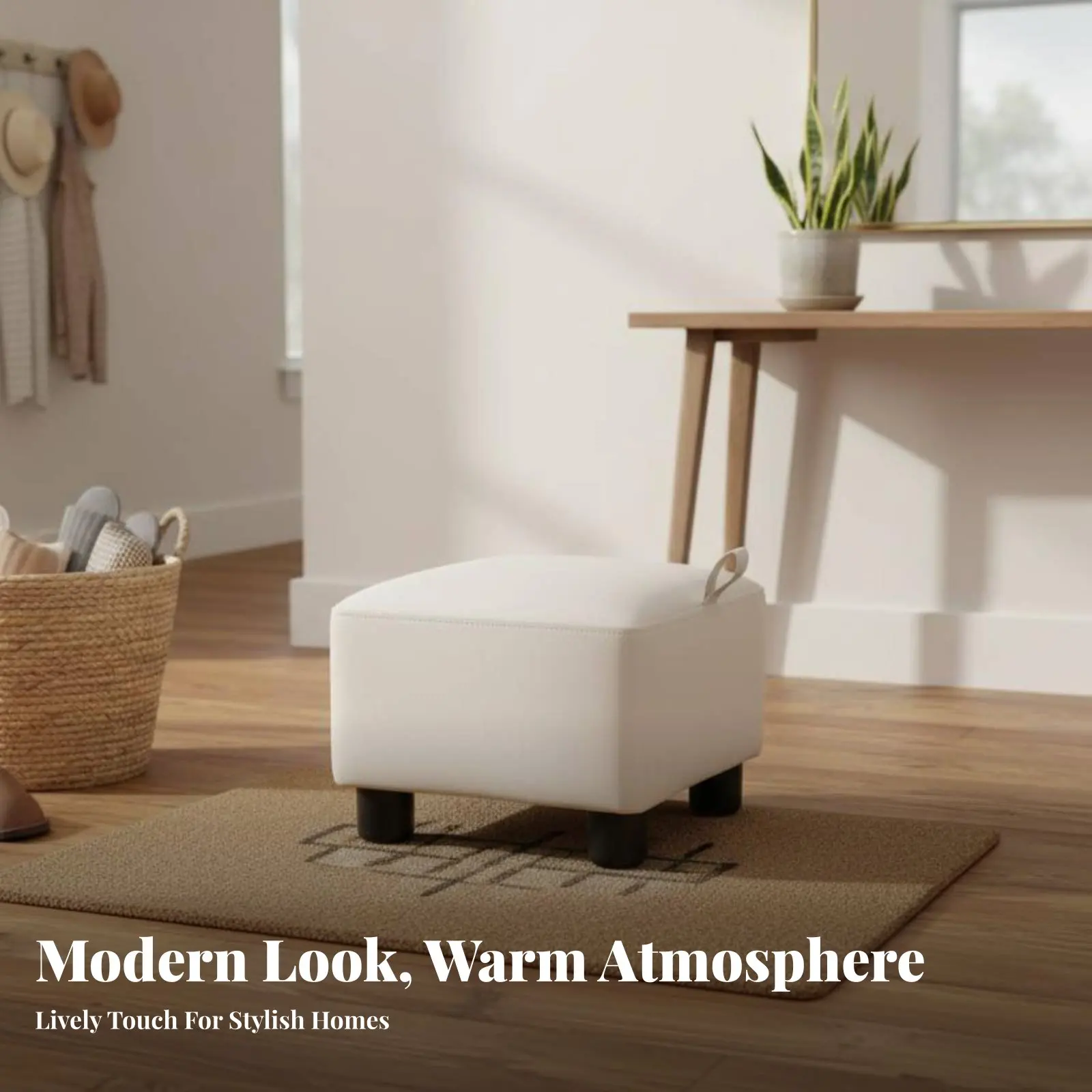 

Four-Legged Low Bench adaptable Small Stool Sturdy Construction Curved Seat for Entryway, Bedroom
