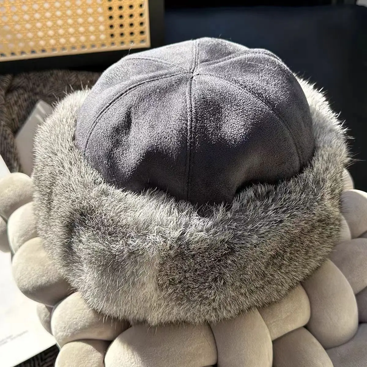 Spirng Real Fur Hats for Women Men Keep Warm Elegant Thicken Russian Korean Black White Brimless Melon Caps Clothes Accessories