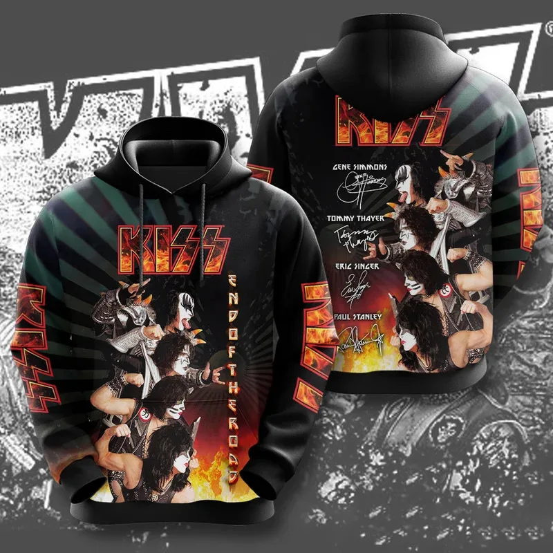 2025 Rock Band Kiss Hoodies 3Dพิมพ์ผู้ชายผู้หญิงHip Hopขนาดใหญ่Pullover Hooded Sweatshirtsแฟชั่นStreetwear Man Hoodies