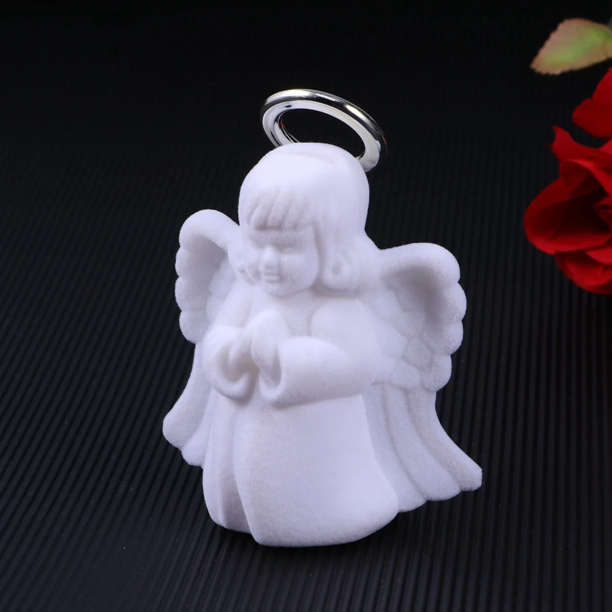 

1pc Angel Jewelry Box Jewelry Rings Necklace Display Flocking Case Jewelry Packaging Gift Box (White)
