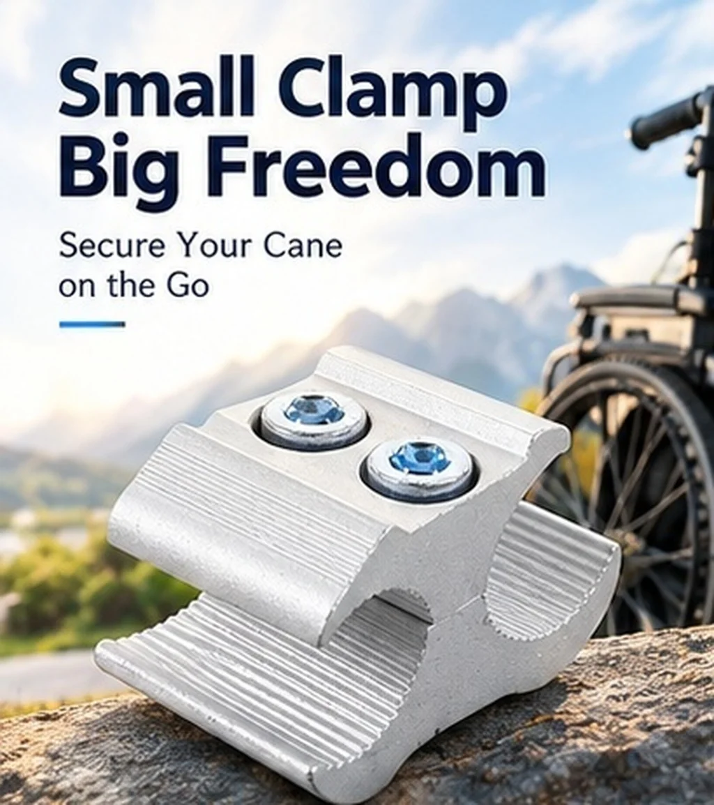 Aluminum Wheelchair Pipe Clamp for Walker, Cane Holder & Multi-Use Metal Tube Fixator – Stable & Durable