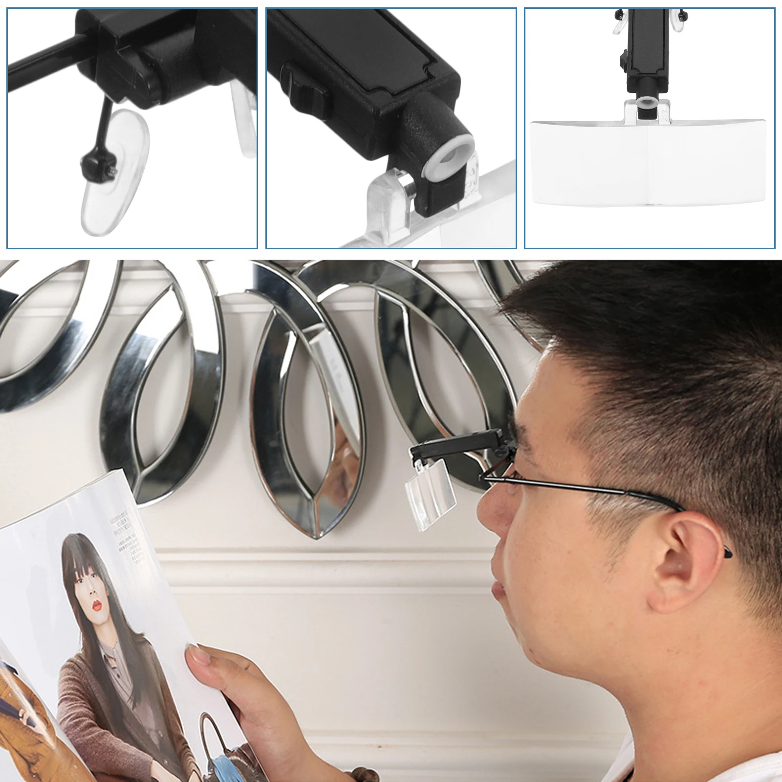 

Head Magnifier Glasses With Led Light Hd Lens For Circuit Board Repair Watch Jewelry Handicraft Glass For Close Work Reading