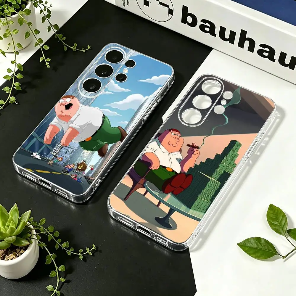 F-Family Funny Guy  Phone Case For Samsung S23,S22,S21,S20,S30,Transparent Silicone Phone Cover