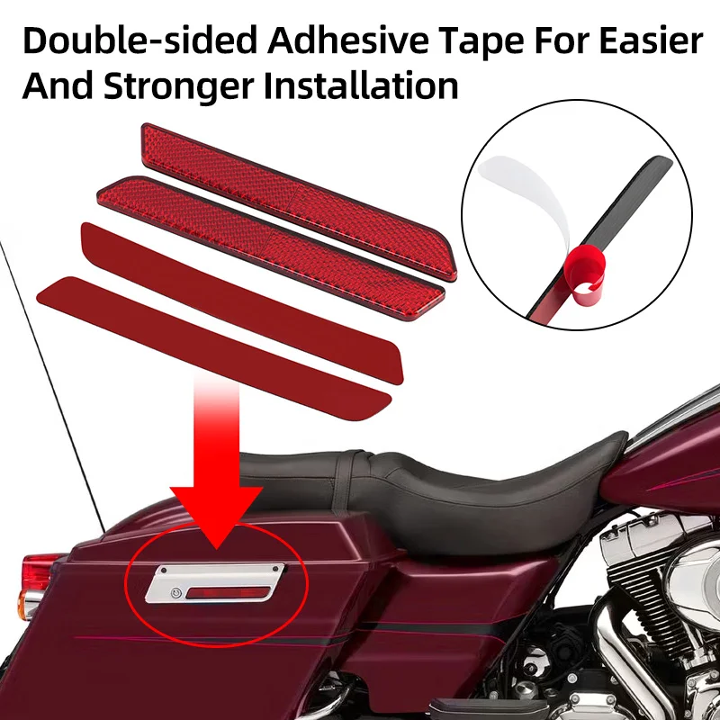 Motorcycle Red Reflector Hard Saddlebag Latch Covers ABS Plastic For Harley Touring Road King Road Glide Street Glide 1996-2013