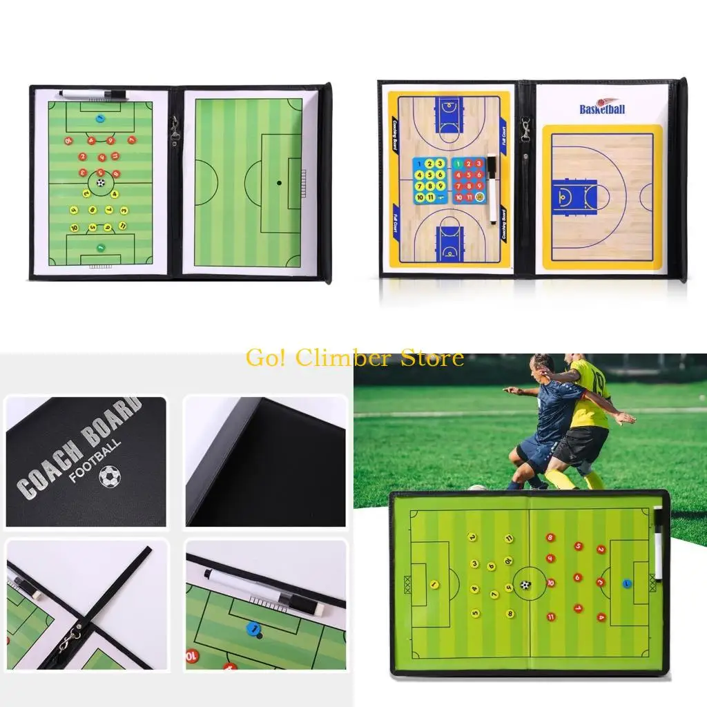 

Q84C Foldable Football Training Tactics Board Soccer Magnetic Coaching Board Portable Football Game Soccer Clipboard